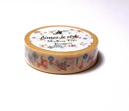 Decorative washi tape with a colorful tree design, suitable for various crafting and scrapbooking projects.