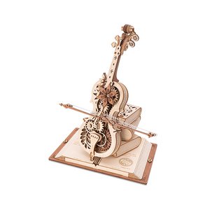 Robotime, Music Box Wood DIY 3D Puzzle Magic Cello, Amk63, 23.5x20.5x18.5 cm