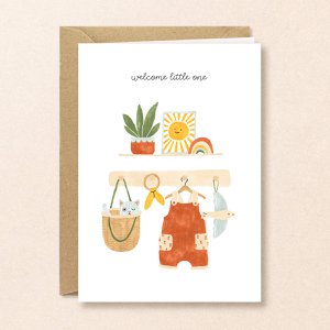 Baby card | Welcome little one | Sun