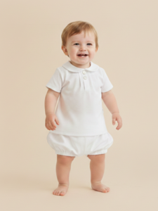 Camisa de Bebé Meia Gola Branco