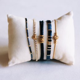 Tilabead bracelet – black/anthracite/gold-plated