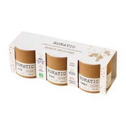 Set of organic herbal teas in limited edition, featuring a variety of flavors. Includes details on colors, materials, and shapes of the product packaging.