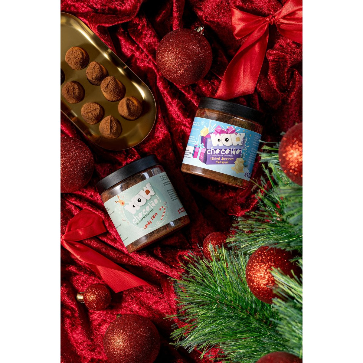 Candy Cane Juletrøfler Gavekrukke 130g | Pebermynte Holiday Chokolade