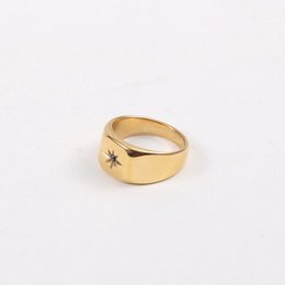 Doneen - Anello con sigillo a stella in cristallo nero