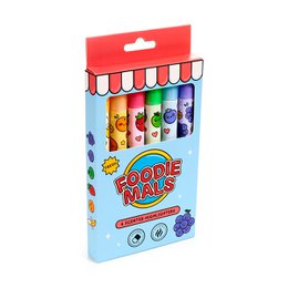  Colorful fruit-shaped scented highlighters set, rainbow colors, erasable markers, fun foodie design.