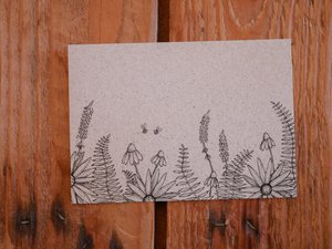 Grass paper card wildflowers