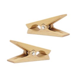 Large wooden clothes pegs for hanging beach towels, loungers, and laundry. Made of natural wood with a simple, functional design.