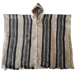 Alpaca Poncho White - Made in Ecuador