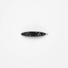  Black oval-shaped hair barrette with a sleek, minimalist design.