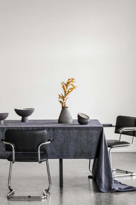 Linnen Tafelkleed Houtskool (250x145 cm)