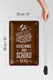 Blechschild Spruch 20x30 cm Ich bezwinge jeden Schoko-Berg Deko Schild