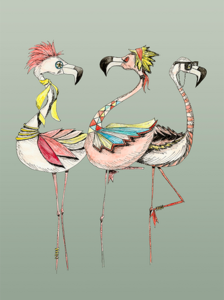 Les Flam'rock groen behang