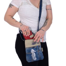 Sunsa dames schoudertas. Schoudertas in maritieme stijl. Canvas handtas. kleine crossbodytas voor dames.