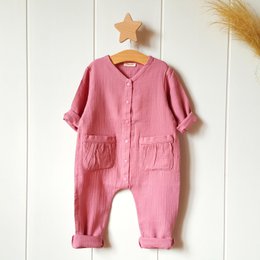 Uniseks mousseline romper / 100% biologisch dubbel gaaskatoen