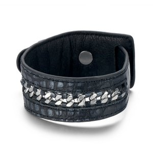 Stainless Steel And Genuine Leather Wristband