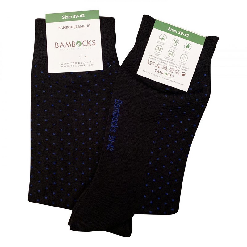 Bambocks Bambussocken 4-Paar schwarz / blau gepunktet