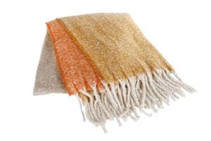 Plaid Cosy crème/oranje/oker stof