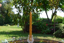 Twisted Beeswax Taper Candle - Pure Beeswax and Cotton wick