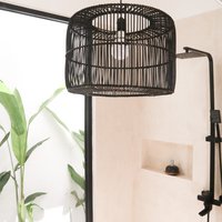 Lampshade Black Rattan Ceiling Lamp Pendant Handmade from Natural Fibres LIKU (2 sizes)