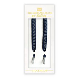 Blue shoelaces with reflective elements, suitable for children's shoes. Length options: 70cm/27.56 inches or 90cm/35.43 inches.