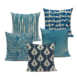 Indigo blue cushions with geometric and abstract patterns, suitable for living room, bedroom, or outdoor decor. Includes details on colors, materials, and styles.

The Indigo cushions feature a range of blue hues, from deep indigo to lighter shades, with geometric and abstract patterns. The cushions come in various sizes and shapes, including square and rectangular, making them suitable for use in living rooms, bedrooms, or outdoor spaces. The materials used are likely a combination of cotton, linen, or velvet, providing a soft and durable texture. The styles range from bold, graphic patterns to more subtle, textured designs, allowing for versatile styling options.