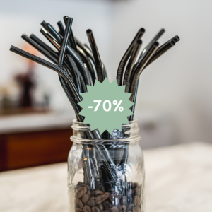 GEBOGENER Strohhalm aus Edelstahl - SCHWARZ