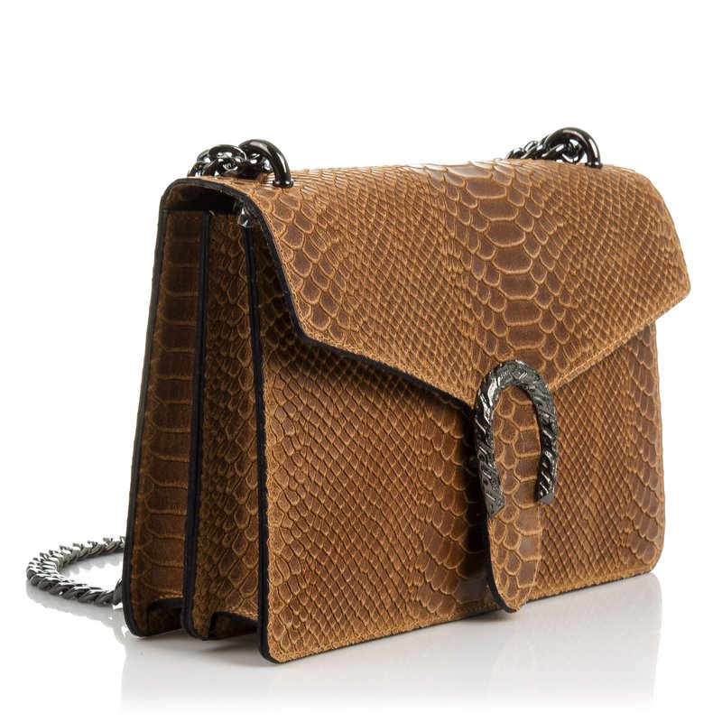 Florence Artegiani. Luce Damenhandtasche. Schlangenleder-Gravur aus echtem Wildleder