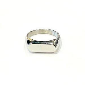 Polished rectangle signet steel ring