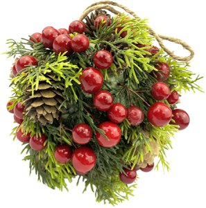 Kerst stuk dichte kerstkrans | ø 13 cm | Kerst bal voor muur of deur bevestiging | Rood