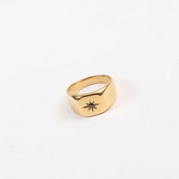 Doneen - Anello con sigillo a stella in cristallo nero