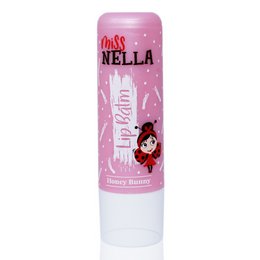 Organic lip balm with honey and bunny design, suitable for kids' makeup.