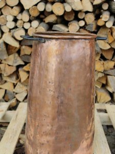 Copper Umbrella Stand with Wrought Iron Handles - Handcrafted Entryway Organizer