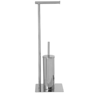 Toilettenpapierhalter aus verchromtem Metall, glänzende Oberfläche, 18 x 22 x 67 cm, LL87164