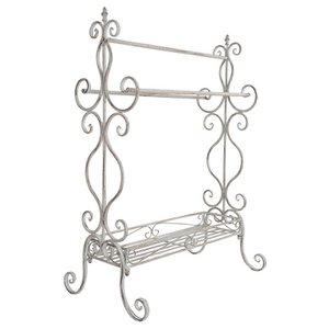 Handdoekhouder 65x40x93 cm Wit IJzer Handdoekrek Staand