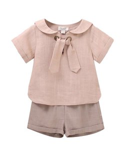 Baby boys' set of shirt with sailor collar and Bermuda shorts F149-21207134