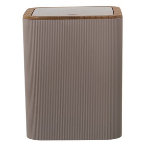 BEIGE ACRYLIC BATHROOM TRASH BIN 6L, PUSH BUTTON LID _18X18X22CM ST86257