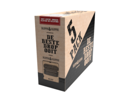  Five-pack of full-flavored, sweet licorice candies in a cardboard box.