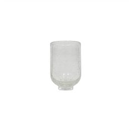  Cylindrical glass tea light holder with a clear, smooth finish.