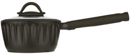 A round, black cast iron frying pan with a metal handle. The pan is suitable for all heat sources and is PFAS-free.