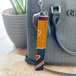 Afrikansk print og læder nøglering | Armbånd | Nøgle holder