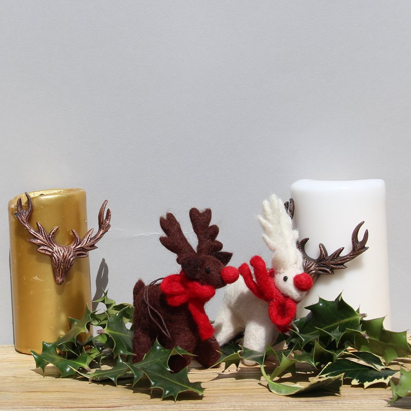 Håndlavet filt biologisk nedbrydelig julebrun Rudolph hængende dekoration