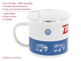Volkswagen VW T1 Bus Tasse en émail 500 ml dans une boîte cadeau - Bus classique/Bleu/Blanc