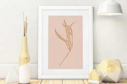 Poster Boho Minimal Nude Foglia Ramo