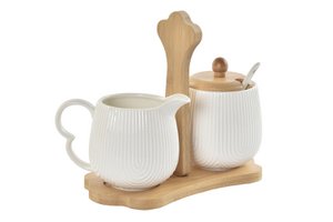 ZUCKERSCHALE SET 3 BAMBUS PORZELLAN 19,5X7,5X17,5 PC193595