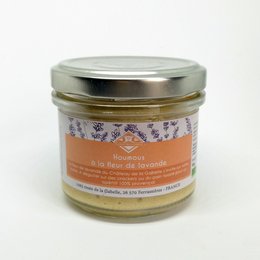 Hummus with organic lavender flower - a savory spread with a unique floral flavor.