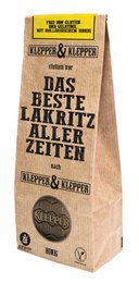 This product is a package of the best licorice of all time, featuring a honey flavor. The packaging prominently displays the product name and description in German.