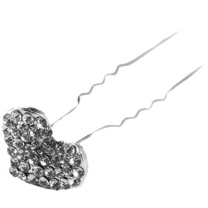 Dekopin Diamantenherz, x ca.40 Diamanten, D20mm, L7cm, zilver