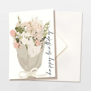 Klappkarte happy birthday rosa Blumen mit Umschlag, FSC zertifiziert