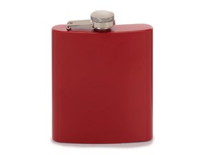 Metal hip flask, red, 200ml