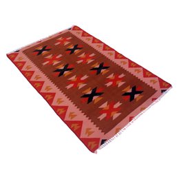 Vintage Handmade Robin Red Kilim Rug